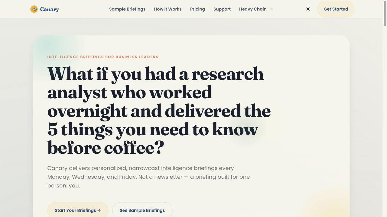 Canary — AI-curated executive intelligence