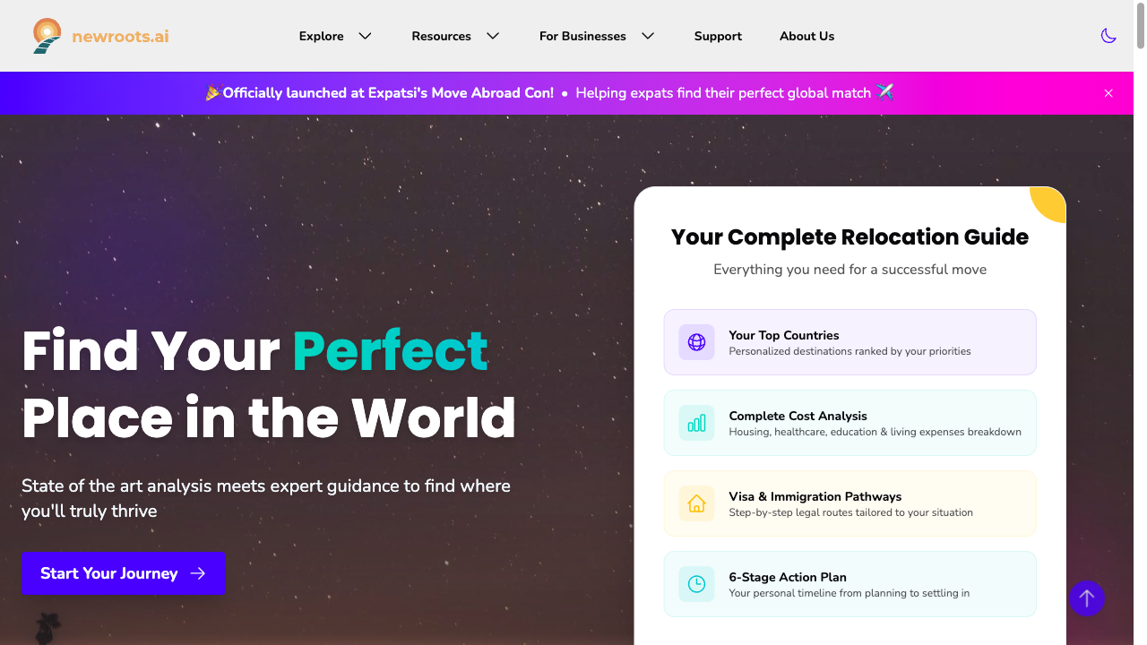 NewRoots — AI-powered relocation intelligence